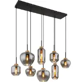 Globo Lighting Hängelampe mit 8 Leuchten Matt schwarz mit Holz