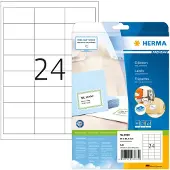 Herma Etiketten Premium A4 66x33.8 mm weiß Papier matt 240 St., Weiß, Selbstklebendes Druckeretikett, A4, Papier, Laser/Inkjet, Dauerhaft