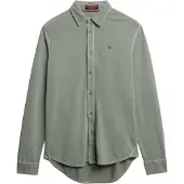 Superdry für Herren. M4011000A Vintage getragenes grünes Hemd (M), Lässig, Baumwolle, Langarm