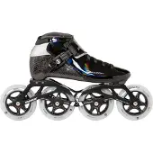 Powerslide Dragon Black 90 Kinder Karbon Inline Skate, für Racing, 2in1 Alu Frame, Infinity Rolle, ABEC 9