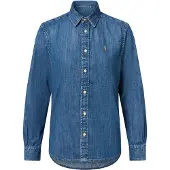 Ralph Lauren für Damen. 211969458001 Slim Fit Denim Hemd blau (38), Lässig, Baumwolle, Langarm