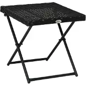 Outsunny Balkontisch Klappbar Stahl PE-Rattan 40L x 40B x 40H cm Schwarz