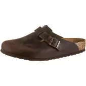 Birkenstock für Damen. 860131 Leder-Clogs Boston (Normale Passform) braun (43), Wohnung, Keine, Lässig