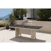 OUTFLEXX Esstisch, grau/dessert-beige, Alu/bedrucktes Glas, 200 x 95 cm, witterungsbeständig, kratzfest