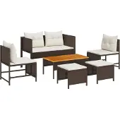 vidaXL Gartensofa-set 6 stk. Braun und Creme Poly-Rattan