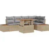 vidaXL Garten-Sofa-Set 6 stk. Beige Poly Rattan
