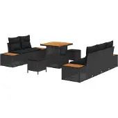 vidaXL Garten-Sofa-Set 8 stk. 7-Sitzanzahl Schwarz
