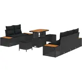 vidaXL Garten-Sofa-Set 8 stk. 7-Sitzanzahl Schwarz