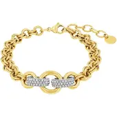 JOOP! Armband JOOP "2039842", gold (gelbgoldfarben, kristallweiß, kristallweiß), Armbänder, Damen, 22cm, Edelstahl, Armband, mit Zirkonia (synth.)