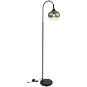 Globo Lighting LED Stehleuchte, gebogen, Glas rauch, schwarz, H 150 cm