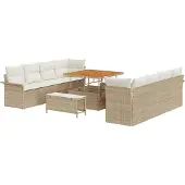 vidaXL Garten-Sofa-Set mit Kissen Beige und Creme 100 x 100 x 71 cm