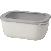 Mepal Cirqula - Mikrowellengeschirr - Multikom Multischüssel rechteckig 3000 ml - Nordic white - Meal prep box - Frischhaltedosen mit Deckel