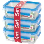 EMSA Clip & Close Frischhaltedosen 3er-Set á 0,55 l, blau