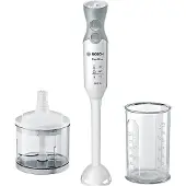 Bosch Stabmixer "ErgoMixx MSM66020, inkl. Zerkleinerer & Becher, 4 Klingen, 12 Stufen" 600 W ergonomisches Design, made in Europe, weiß/grau