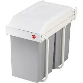 Hailo Multi-Box duo L Einbau-Mülltrennsystem - Doppelmülleimer, 2 x 14 Liter - mit ausziehbaren Inneneimern - 2-fach Abfalltrennsystem für die Küche - cremeweiß