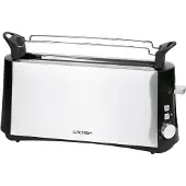 Cloer 3810 Langschlitztoaster, 880 W für 2 Toastscheiben mit "Graubrot-Funktion" zum Toasten von verschiedenen Brotsorten, Brötchenaufsatz, Edelstahlgehäuse