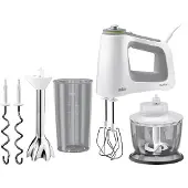 Braun MultiMix 5 HM 5137, Handmixer, Grau, Weiß, Schlagen, Kneten, Mixen, Tasten, Drehregler, 0,5 l, Edelstahl
