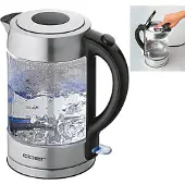 Cloer 4429, 1,7 l, 2200 W, Silber, Glas, Edelstahl, Wasserstandsanzeige, Überhitzungsschutz