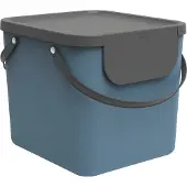 Rotho Mülltrennsystem 40L Albula - Mülleimer 40,0 x 35,8 x 34,0 cm - Abfalleimer Kunststoff mit Griffen - Müllbehälter mit Deckel und Aufklebern