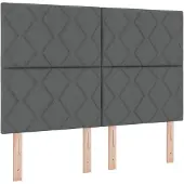 vidaXL LED Boxspringbett mit Kopfteil Dunkelgrau 160 x 200 cm Stoff