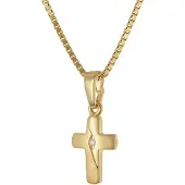 Trendor 28448 Halskette mit Kreuz für Kinder 925 Silber vergoldet