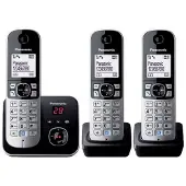 Panasonic Trio dect schnurlostelefon mit anrufbeantworter schwarz/silber KXTG6823FRB