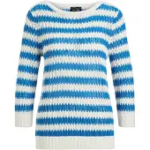 Goldner Strickpullover "Kurzgröße Halbarm Streifenstrick-Pullover" Lochmuster