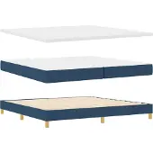 vidaXL Boxspringbett mit Matratze mit Kopfteil Blau 200 x 200 cm Stoff