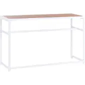 Beliani Gartentisch Braun u. Weiß Kunstholz u. Stahl 150 x 50 cm Rechteckig Modern Outdoor Terrasse Garten Möbel Hochtisch für 2 Personen