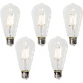 LUEDD 5er-Set dimmbare E27 LED-Glühbirnen ST64 Klar 5W 600 lm 2700K