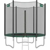 Songmics Trampolin outdoor, Ø 183 cm, schwarz/grün, mit Netz & Leiter, bis 100 kg
