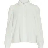 Vila Langarmbluse "VIZANIA L/S SHIRT - NOOS", Damen, Gr. XXL, cloud dancer, Web, Obermaterial: 98% Polyester, 2% Elasthan, unifarben, regular fit normal, Blusen Langarmbluse
