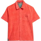 Superdry für Damen. W4010486A Country Club korallenfarbenes Lockenstrickhemd (M), Lässig, Baumwolle, Kurzarm