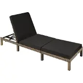TecTake Sonnenliege Rattan-Kunststoffgeflecht 6-fach verstellbare Rückenlehne Gartenliege mit Polster stabilem Stahlgestell inkl. Polster, in natur