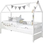 Ticaa kindermobel Hausbett "Traumhaus" Kiefer Weiß Ticaa Weiß