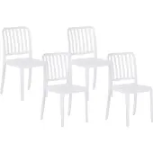 Beliani Gartenstühle im 4er Set Weiß aus Kunststoff Balkon Terrasse Gartenzubehör Indoormöbel Outdoormöbel Plastikstühle Modern