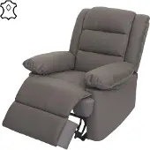 Mendler Fernsehsessel MCW-G15, Relaxsessel Liege Sessel, Leder + Kunstleder 101x87x100cm taupe