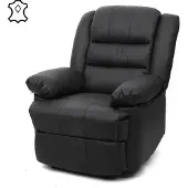 Mendler Fernsehsessel HWC-G15, Relaxsessel Liege Sessel, Leder + Kunstleder 101x87x100cm schwarz