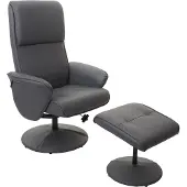 Mendler Relaxsessel Helsinki, Fernsehsessel Relaxliege TV-Sessel mit Hocker Kunstleder, mattgrau