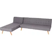Mendler Ecksofa MCW-K38, Sofa Klappsofa, Liegefläche links/rechts, Stoff/Textil Massivholz MVG 256cm hellgrau