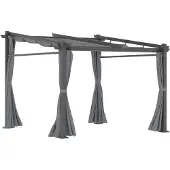 Outsunny Pergola 2,97 x 2,95 m Gartenpavillon mit Sonnendach, Seitenteilen