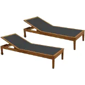 Miliboo Sonnenliegen dunkelgrau und Massivholz (2er-Set) NAVEEN