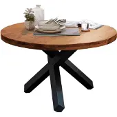 Massivart Esstisch Massivholztisch 130 cm rund Akazie lackiert - EDUARDO