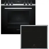 Siemens HE517BBS4 + EI645CFB6E, Zonen-Induktionskochfeld, 4 Zone(n), Glaskeramik, Schwarz, Berührung, 58,3 cm