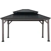 Sunjoy Zedernholz Gazebo / Pavillon 4x4 RYSY - 390cm x 450cm, schwarz