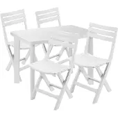 Mojawo 5tlg Gartengarnitur Balkonmöbel Camping Outdoor Weiss Kunststoff