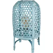 Globo Lighting Tischleuchte Metall blau antik, Bambus blau antik, Kabel PVC schwarz, Wippschalter am Kabel, ø: 220mm, H: 370mm, Kabellänge 1500mm, exkl. 1x E27 60W 230V