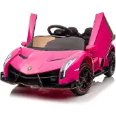 Es-toys Kinderfahrzeug – Elektro Auto „Lamborghini Veneno 615B“ – lizenziert – 12V7AH, 4 Motoren- 2,4Ghz Fernsteuerung, MP3, Ledersitz+EVA