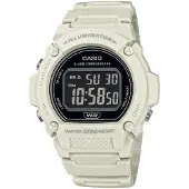 Casio COLLECTION & VINTAGE Armbanduhr TIMELESS COLLECTION SPORT- ILLUMINATOR WR 50M, ALARM, CHRONOGRAPH - WHITE - COLORED SERIE W-219HC-8BVDF