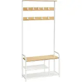 Vasagle Garderobenständer mit 9 Haken 30 x 85 x 180,5 cm eichenfarben-weiß B34HSR409W09
